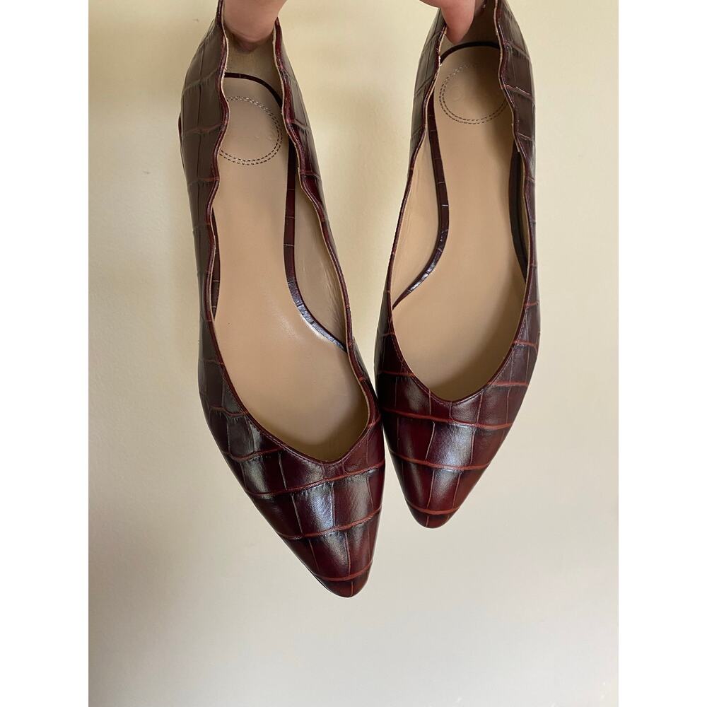 Chloe Laurena Croc Embossed Leather Ballet Flats Brown 38.5/ US 8.5 - Picture 8 of 8